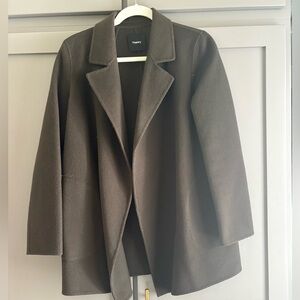 Theory Women's Dark Brown Double Knit Wool Blazer Jacket